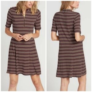 Volcom Multicolored Striped A-line Short Sleeve Dress